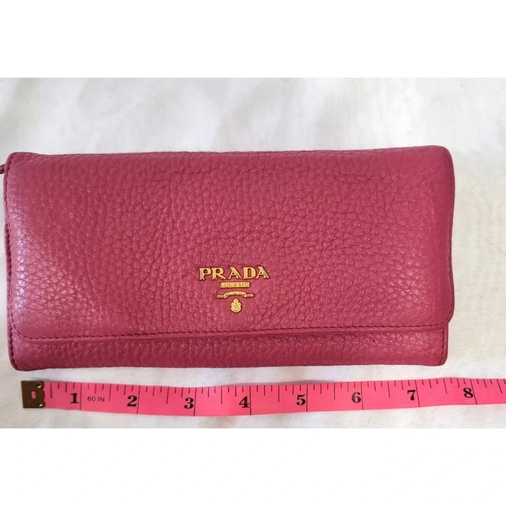 Prada Pink Pebbled Leather Continental Wallet CheckCheck Verified - Picture 15 of 16